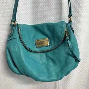 Marc Jacobs Classic Q Natasha Turquoise Leather Satchel Crossbody Bag